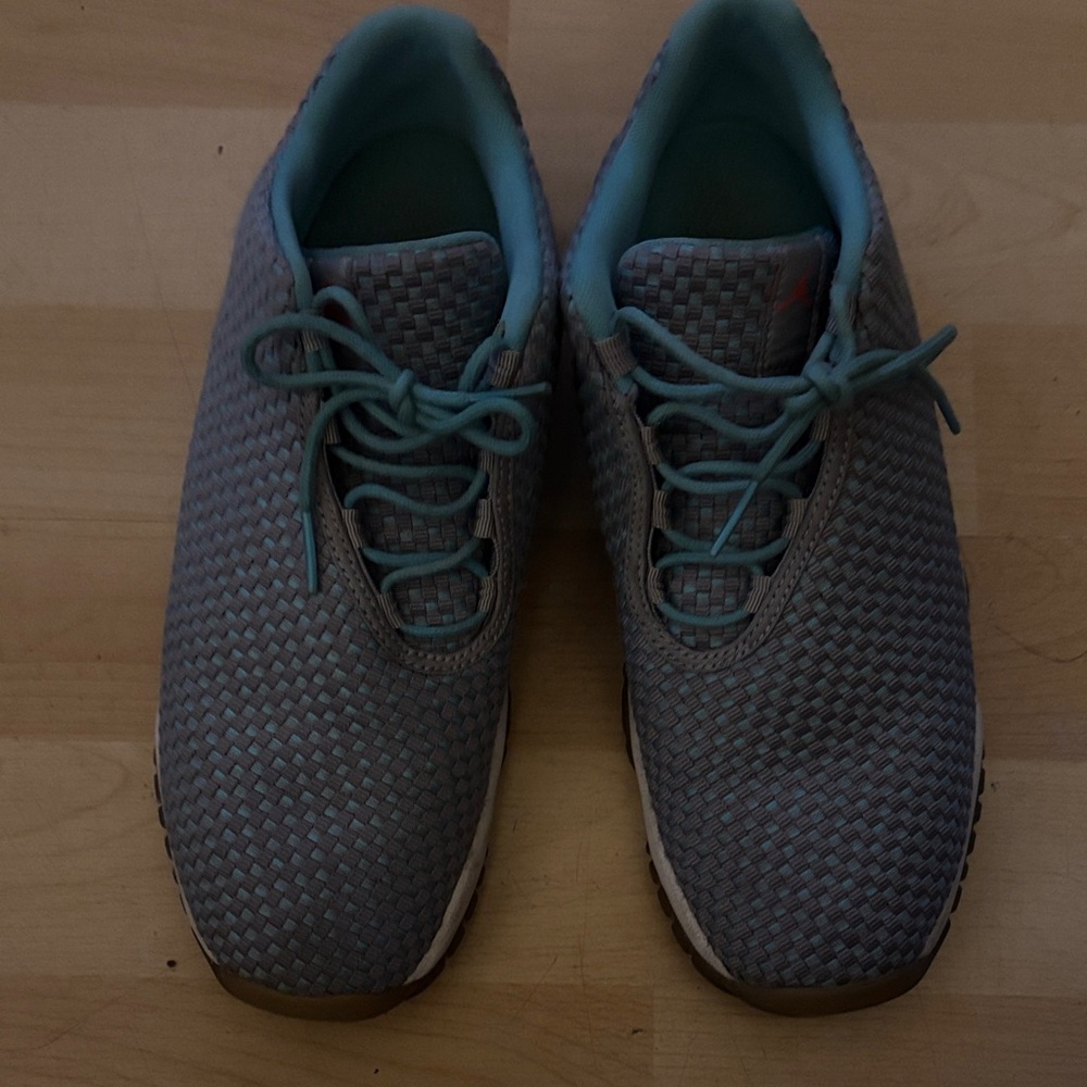 Jordan Woven Athletic Shoes in Light Teal and Gray